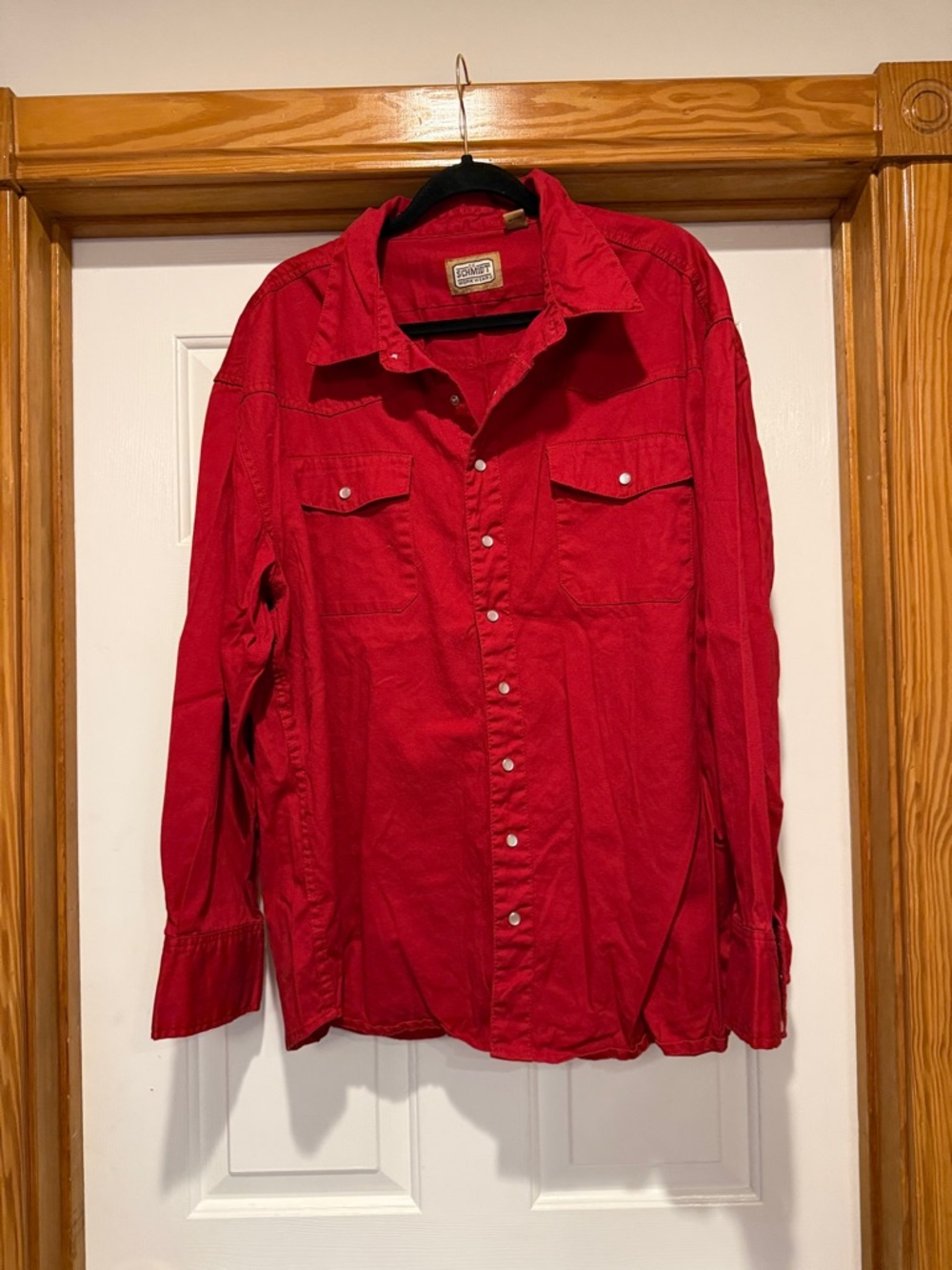 CE Schmidt Classic Red Long-Sleeve Button-Down Shirt